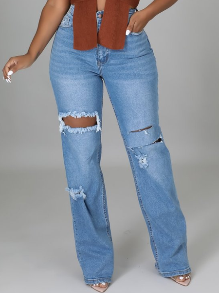 

Ripped Fashion Denim Pants, Blue, Jeans