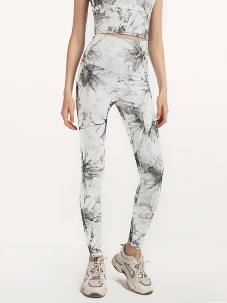 

Hip Lifting Leggings Outer Wear New Tie Dye Fitness Pants High Waist, Gray, Leggings