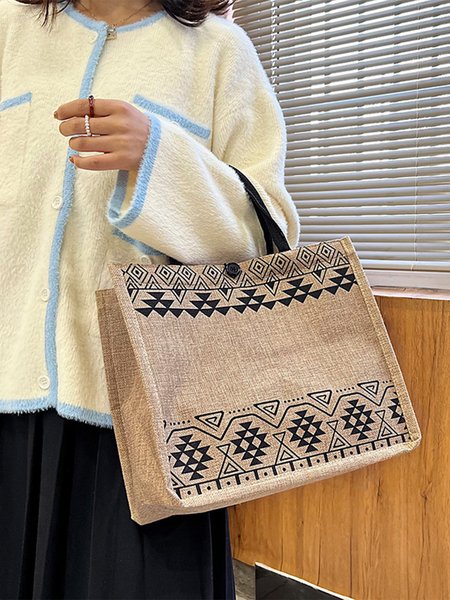 

Ladies Printed Linen Large Capacity Open Net Red Fashion One Shoulder Shopping Bag, Color1, Bags