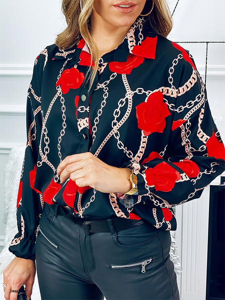 

Shirt Collar Long sleeve Casual Shirts & Tops, Black, Blouses & Shirts