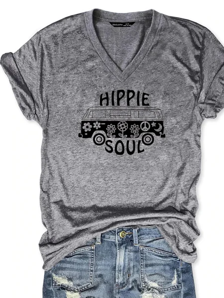 

Hippie Soul Funny Print Shirts & Tops, Gray, T-shirts