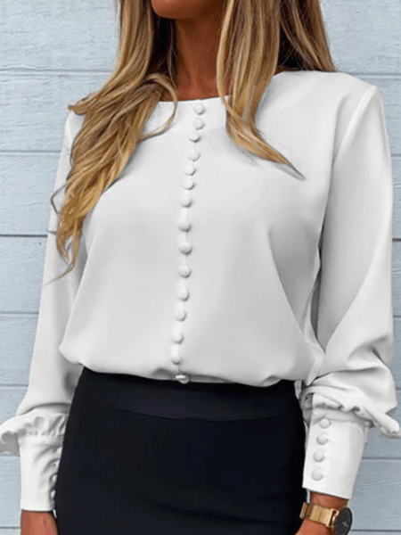 

Spring Loosen Elegant Turtle Neck Daily Lightweight Tops, White, Tops