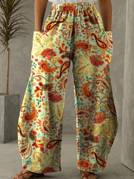 

Paisley Cotton Blends Vacation Pants, Multicolor, Pants