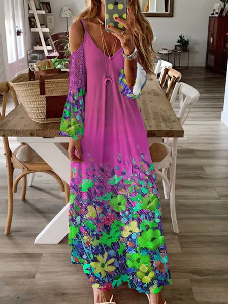 

Floral Spaghetti Dresses, Rose red, Maxi Dresses