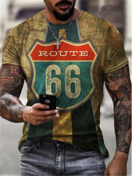 

Casual 3D Digital Route 66 T-shirt, T-shirt