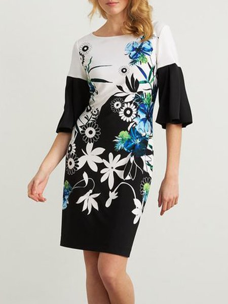 

Crew Neck Elegant Daily Mini Dress, Black, Mini Dresses