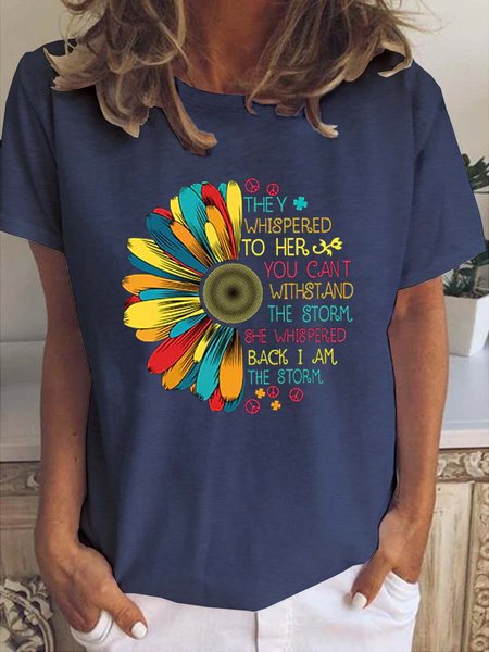 

They Whispered To Her Women's Floral Print Short sleeve tops, Deep blue, T-shirts