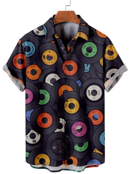 

Vintage Casual Short Sleeve Shirts, As picture, Short Sleeves Shirts