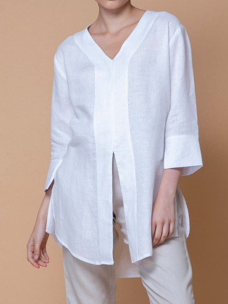 

Loosen Plain Shirts & Tops, White, Tops