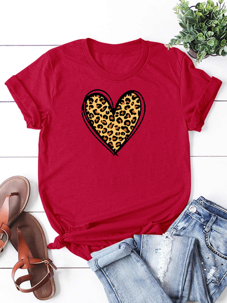 

Leopard Heart Valentine Shirts&Tops, Red, T-shirts