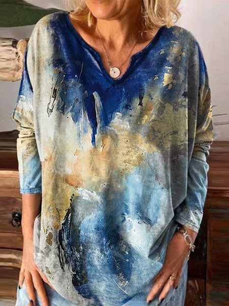 

Off Shoulder Ombre Casual Shirts & Tops, Blue, Long sleeve tops