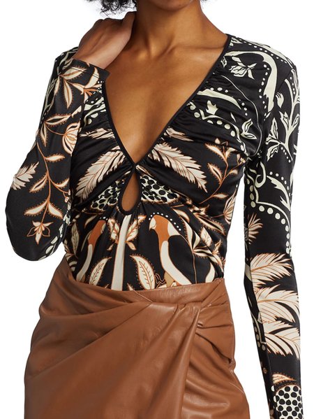 

High Stretch V Neck Long Sleeve T-shirt, As picture, Tees