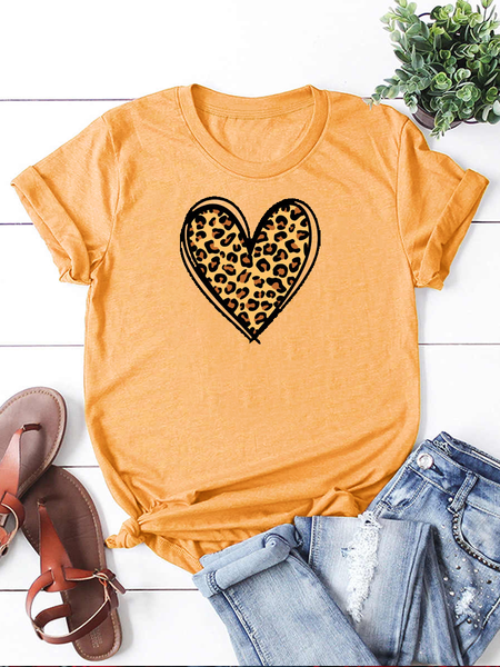 

Leopard Heart Valentine Shirts&Tops, Yellow, T-shirts