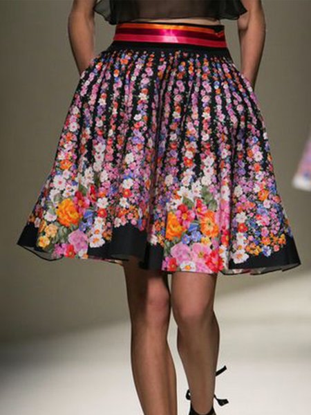 

Elegant Regular Fit Daily Floral Short skirt, As picture, Mini Skirts