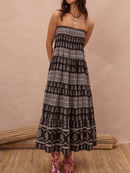 

Boho Paisley Regular Fit Dresses, Black, Maxi Dresses