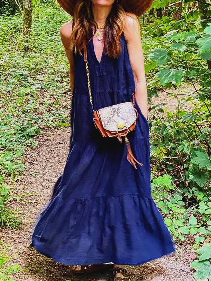 

Plain V Neck Loosen Dresses, Navyblue, Maxi Dresses