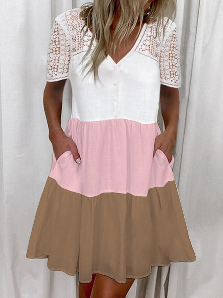 

V Neck Casual Dresses, Multicolor, Mini Dresses