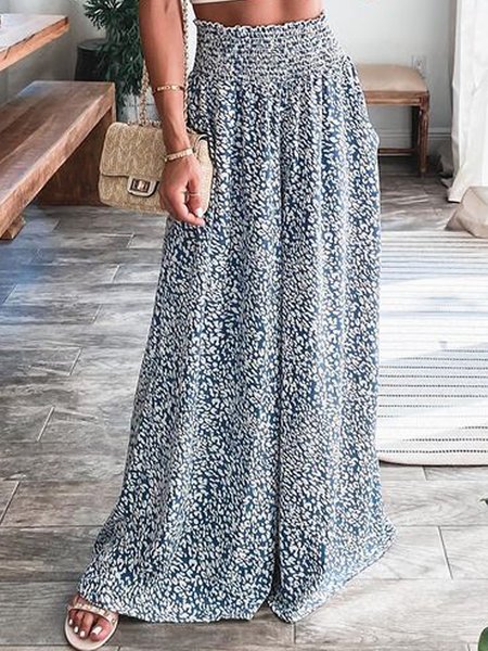 Loosen Casual Skirts pants, Blue, Pants