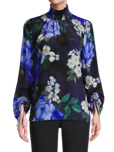

Elegant Regular Fit High Neck Long Sleeve Top, As picture, Tops