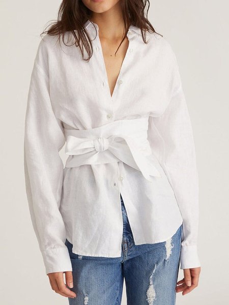 

Shirt Collar Elegant White Work Shirt, Blouses and Shirts