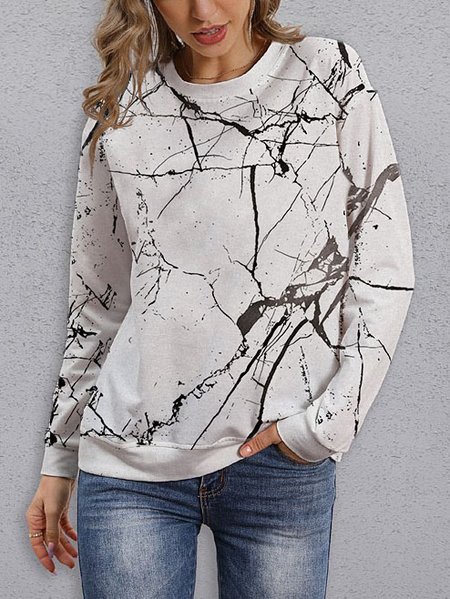 

Crew Neck Loosen Casual Sweatshirt, White, Sweatshirts & Hoodies