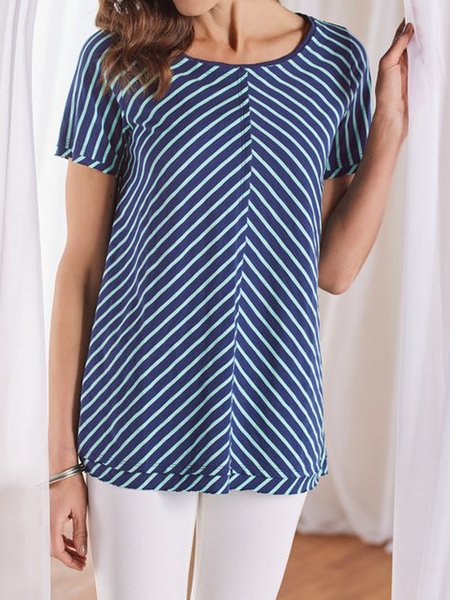 

Striped Loosen Crew Neck Shirts & Tops, Stripe, T-Shirts