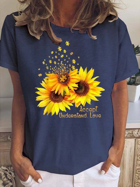 

Accept Understand Love Women's Short sleeve tops, Deep blue, T-shirts