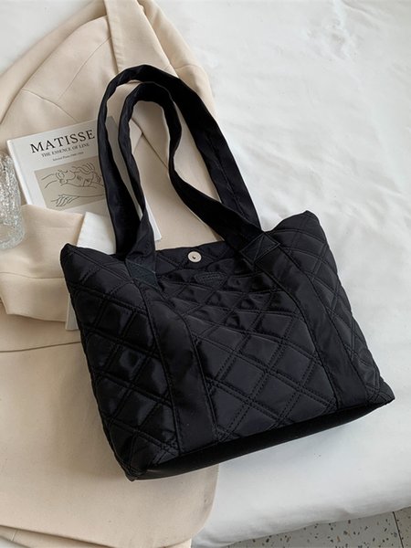 

Diamond Stitched One Shoulder Underarm Tote Bag For Women, Black, Women's Bags