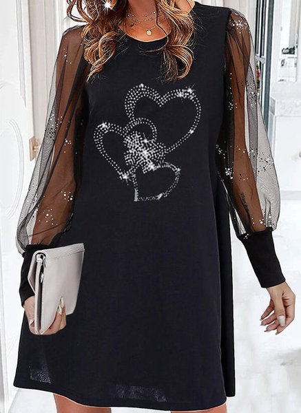

Loosen Round Neck Heart Party Dresses, Black, Casual Dresses