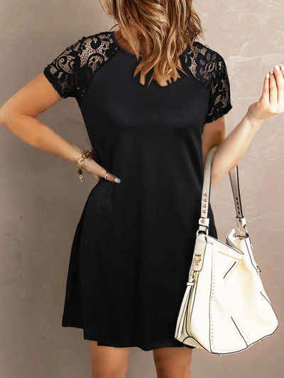 

Casual Plain Cotton Blends Regular Fit Short sleeve Dresses, Black, Casual Dresses