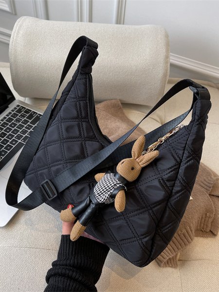 

Nylon Large Capacity Dumpling Bag Shoulder Messenger Bag, Black, Bags