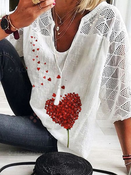 

Notched Cotton Casual Shirts & Tops, White, Tops