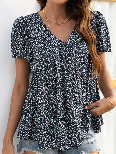 

Floral Cotton Blends Shirts & Tops, Black, T-Shirts