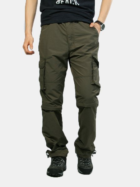 

Men's Detachable Two Sections Quick Dry Outdoor Hiking Multi Pocket Cargo Casual Pants, Army green, Pants