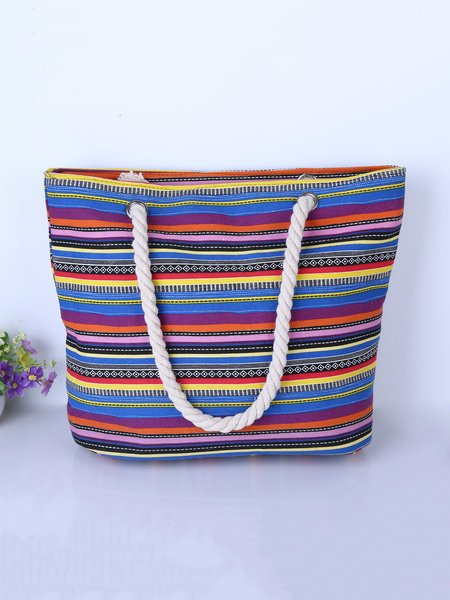 

Ethnic Tricolor Striped Canvas Bag Shoulder Bag, Color3, Bags