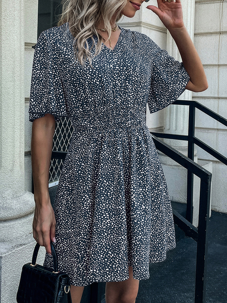 

Polka Dots Casual Cotton Blends Dresses, Purplish blue, Dresses