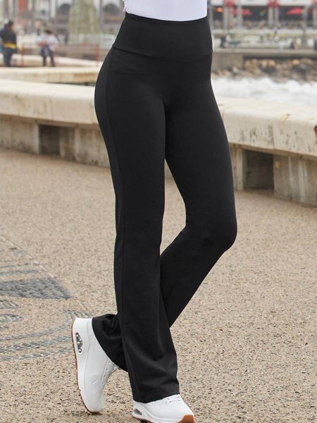 

Casual Plain Sport Yoga Pants, Black, Pants