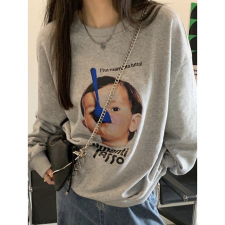

Loosen Crew Neck Simple Sweatshirt, Gray, Hoodies & Sweatshirts