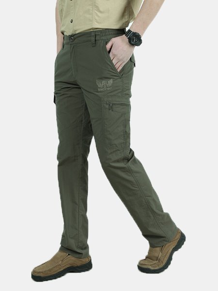 

Men's Outdoor Quick Dry Multi Pocket Hiking Cargo Casual Pants, Army green, Pants
