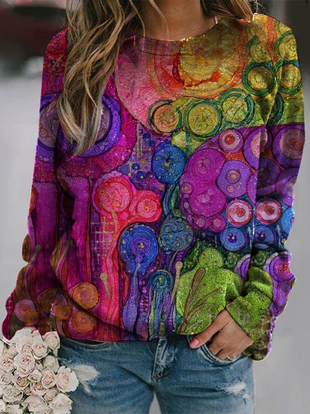 

Loosen Casual Ombre Shirts & Tops, Multicolor, Long sleeve tops