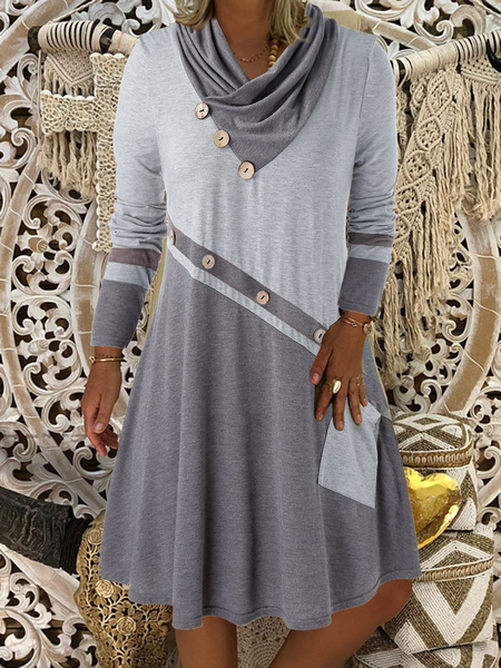 

Casual Color Block Loosen Dresses, Gray, Mini Dresses