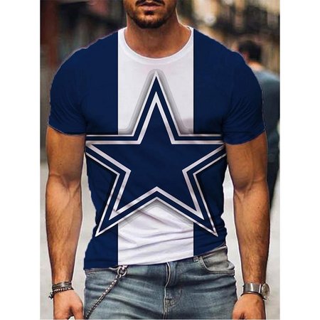 

Athleisure 3D geometric pentagon print T-shirt, Blue, T-shirt