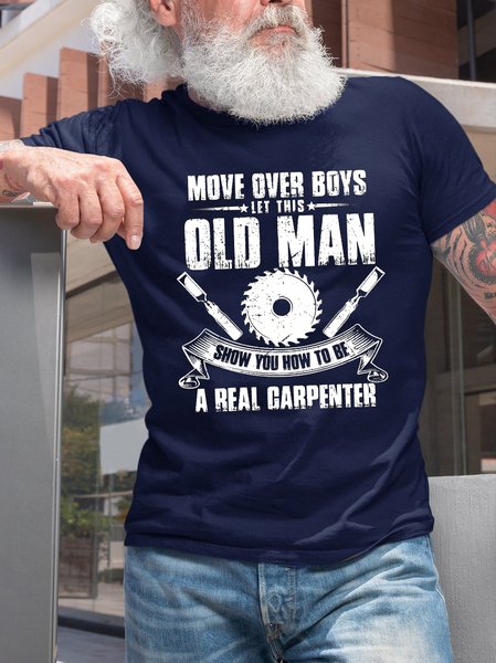 Funny Carpenter Crew Neck Short Sleeve T-Shirt, Purplish blue, T-shirts