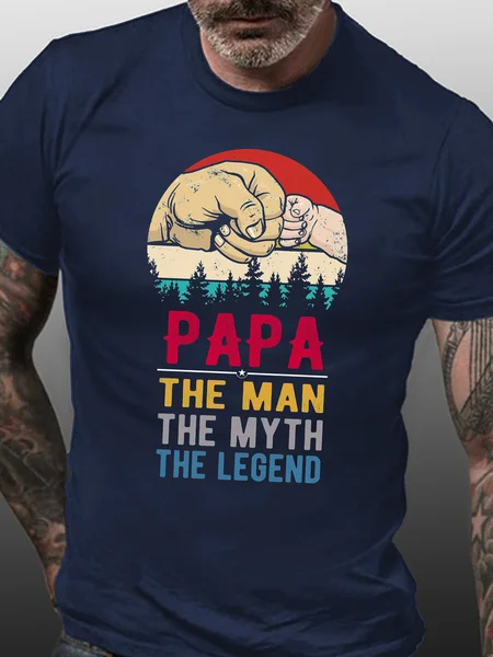 

Papa Print Casual Short Sleeve Short sleeve T-shirt, Purplish blue, T-shirts