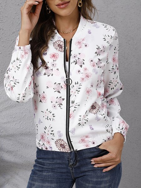 

Baseball Collar Resort Floral Long Sleeve Jacket, Pink, Jackets