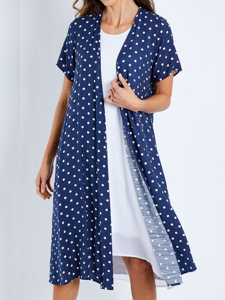 

Polka Dots Crew Neck Suits, Royal blue, Midi Dresses
