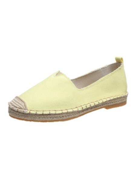 

Solid Faux Leather Espadrilles, Yellow, Flat & Loafers