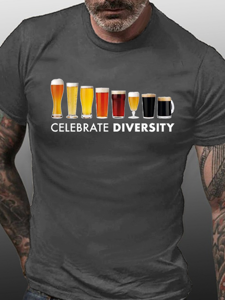 

Celebrate Diversity Beer Print Short sleeve T-shirt, Deep gray, T-shirts