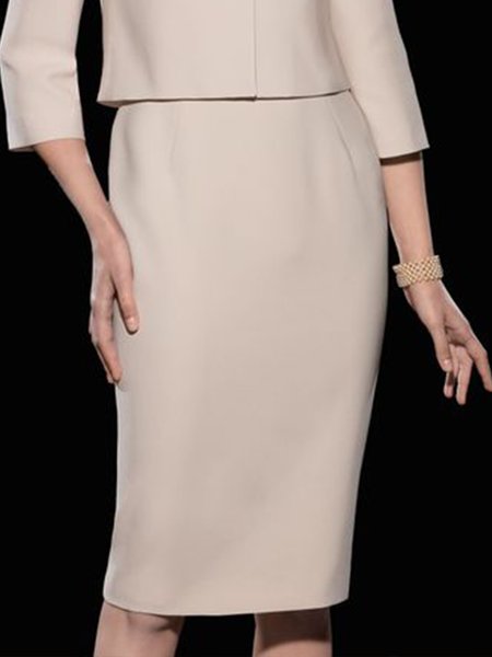 

Regular Fit Elegant Work Plain Short skirt, Khaki, Mini Skirts