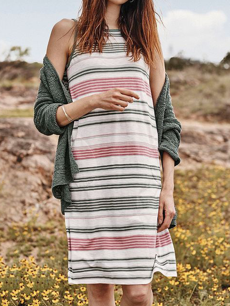

Loosen Striped Dresses, Multicolor, Mini Dresses